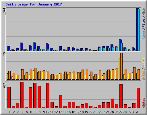 Daily usage for January 2017
