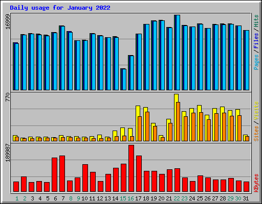 Daily usage for January 2022