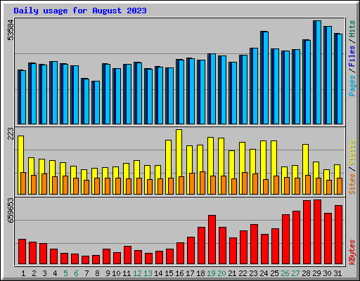 Daily usage for August 2023