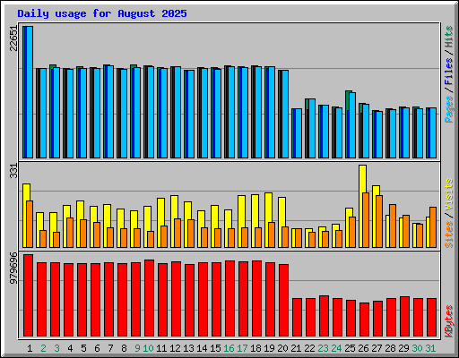 Daily usage for August 2025