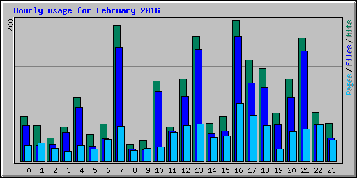 Hourly usage for February 2016