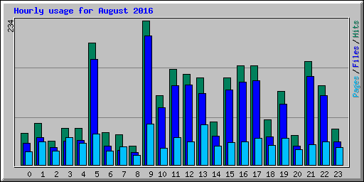 Hourly usage for August 2016