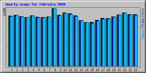 Hourly usage for February 2020