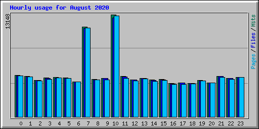 Hourly usage for August 2020